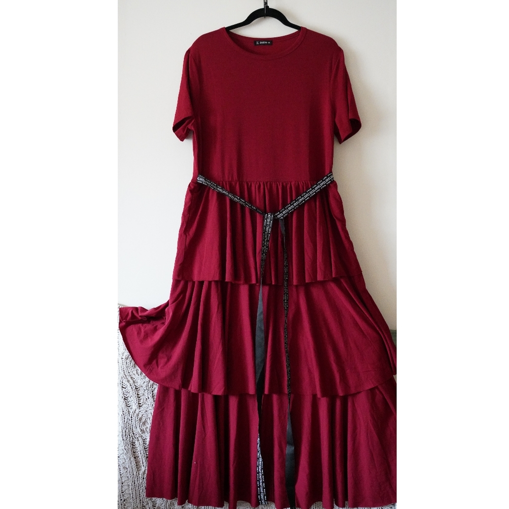 SHEIN Plus Red Layered Dress